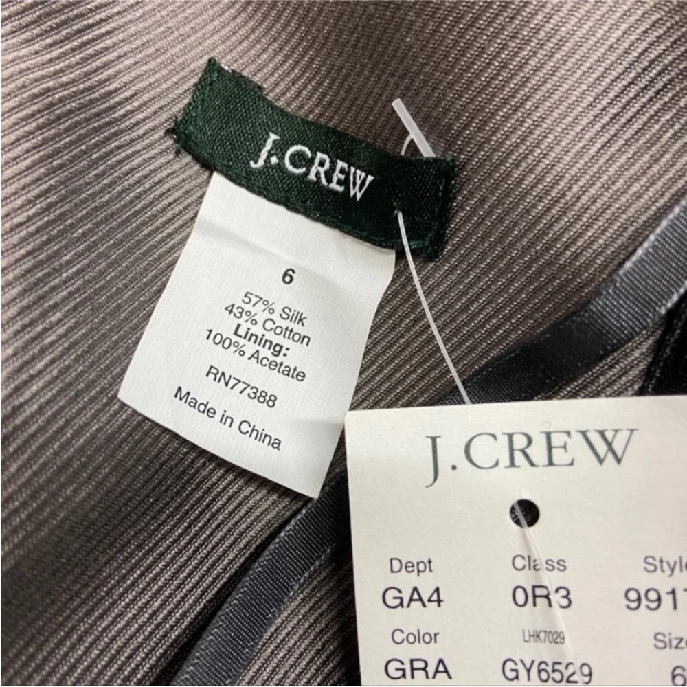J Crew Special Occasions Dress Size 6 Bridesmaid Strapless Ribbed Silk Gray NWT